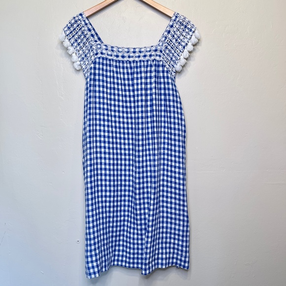 J. McLaughlin | Kris Gingham Linen Lightweight Boho Midi Shift Dress - Picture 3 of 14
